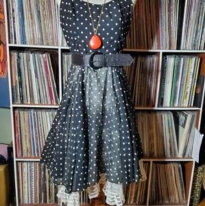 Vintage sheer black polka dot dress